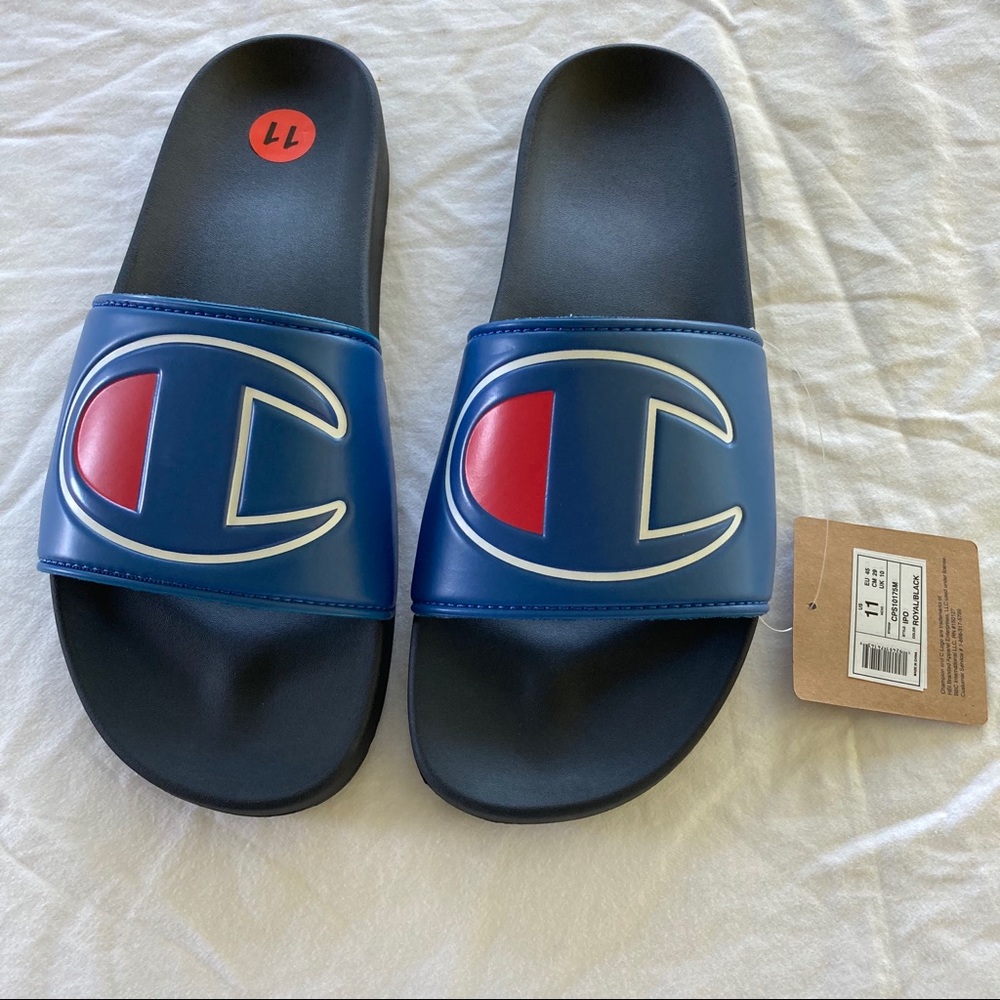 Men’s Champion Royal/Black Slides - Picture 2 of 9